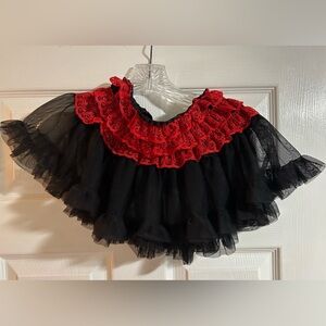 Mini Black and Red Ruffle Petticoat skirt One Size
